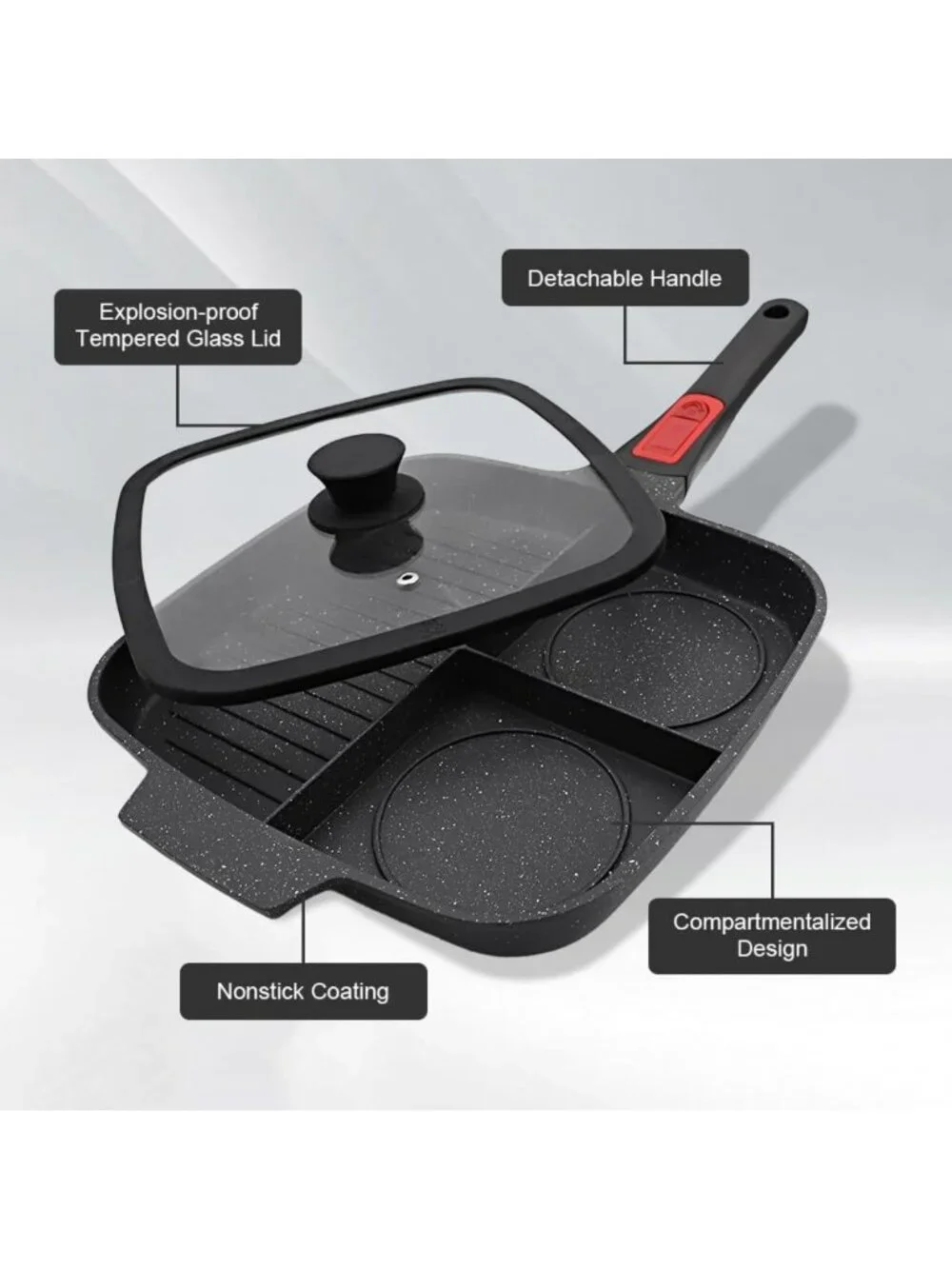Versatile Nonstick 3-Section Grill Pan for Stovetops - Perfect for Easy Cooking!